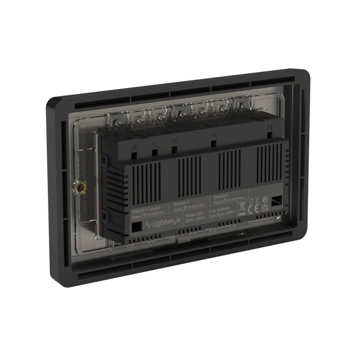 Lightwave Smart Dimmer (3 Gang) - Stainless Steel