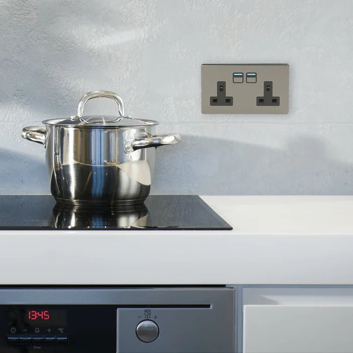 Lightwave Smart Socket (2 Gang) - Stainless Steel
