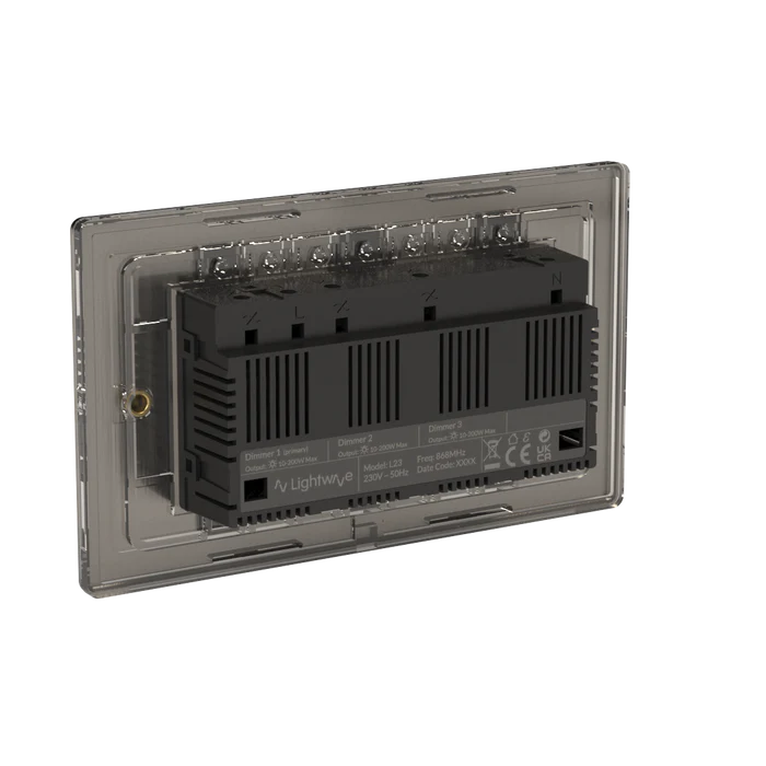 Lightwave Smart Dimmer (3 Gang) - Stainless Steel