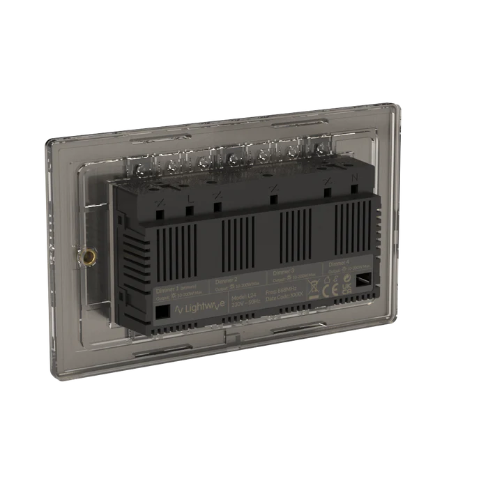 Lightwave Smart Dimmer (4 Gang) - Stainless Steel