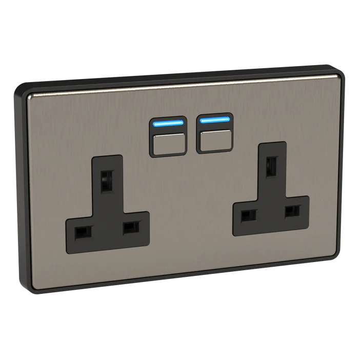 Lightwave Smart Socket (2 Gang) - Stainless Steel