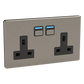 Lightwave Smart Socket (2 Gang) - Stainless Steel